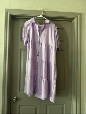 lilac gold button blazer dress Kara Blazer Dress Lavender / 16